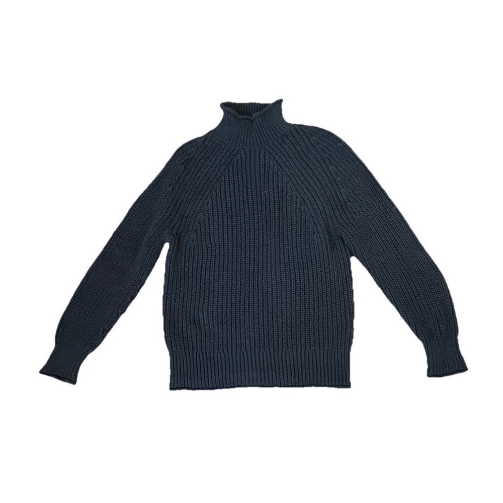 J. Crew Relaxed Rollneck Cotton Knit Sweater in‎ Black Size XS Preppy Chunky